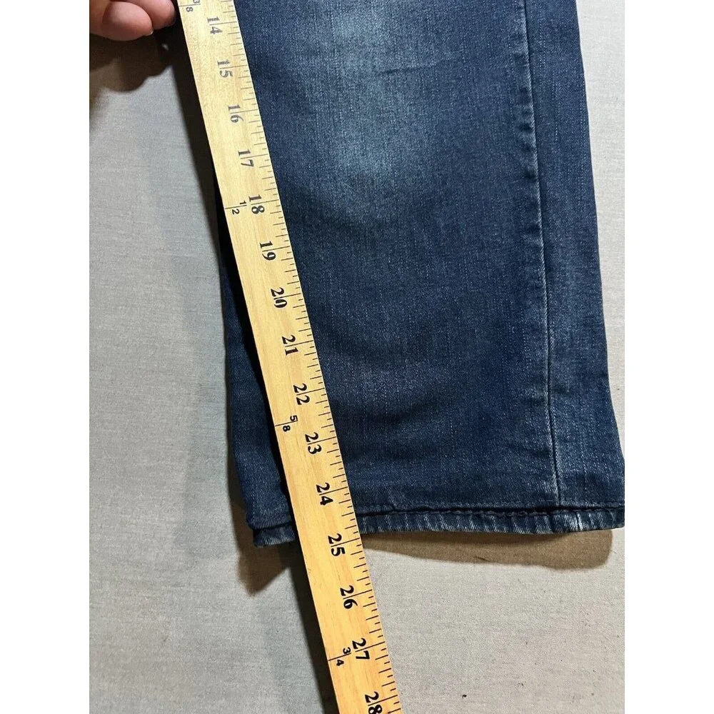 True Religion Geno Relaxed Slim Jeans Mens 34x25 Blue‎ Dark Wash Flap Pockets.